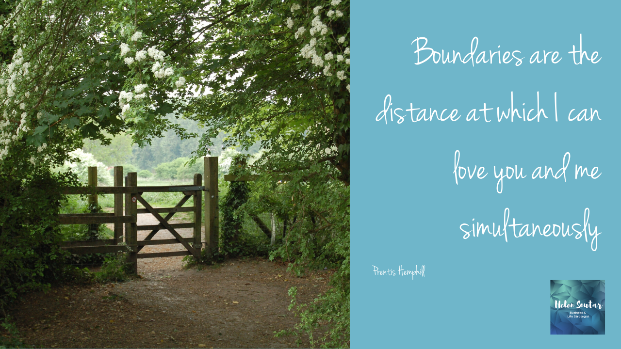 Image showing a gate with the following quote: 'Boundaries are the distance at which I can love you and me simultaneously' by Prentis Hemphill